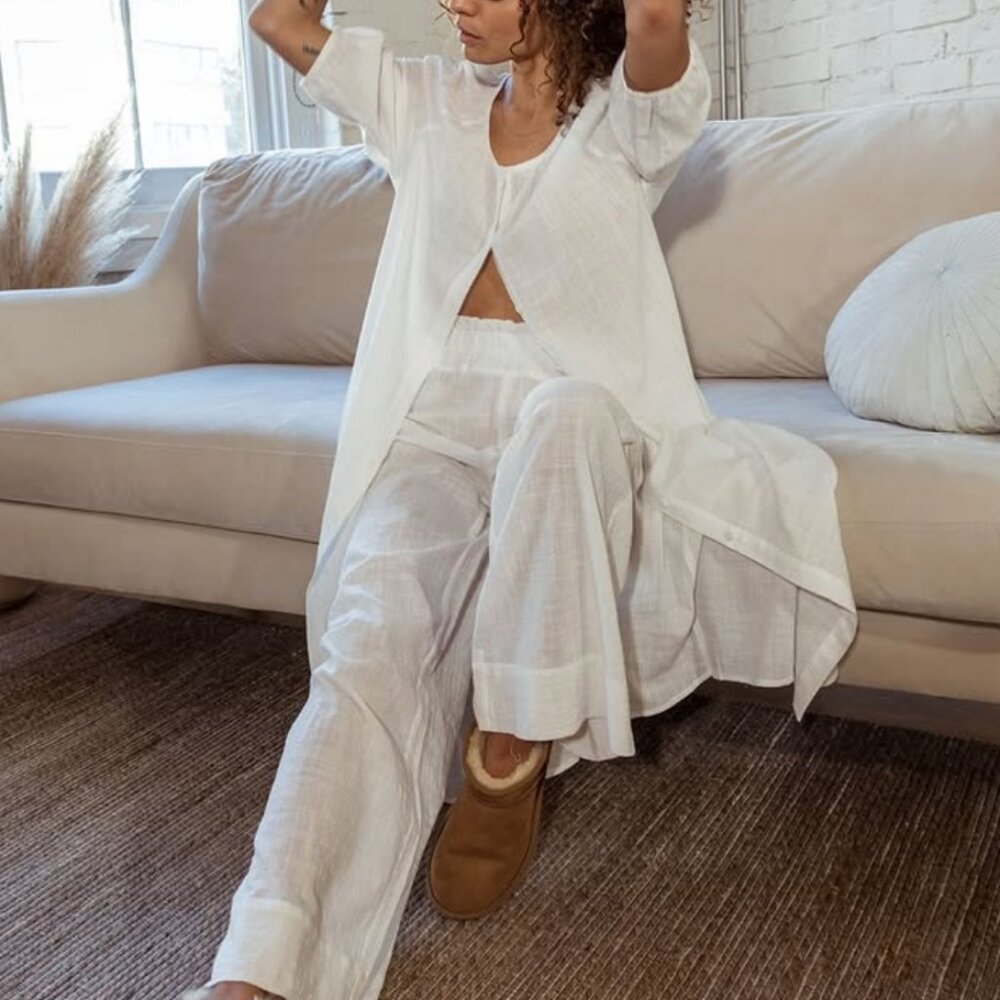 Anthropologie Layla Gauze Midi Maxi Dress Boho Coastal Oversized Peasant Tunic - Picture 14 of 14